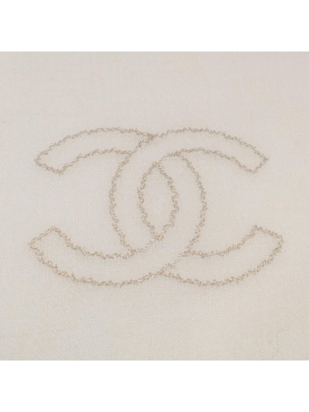 Chanel CC Logo Chain Embroidery Wool Scarf - Picture 4 of 5